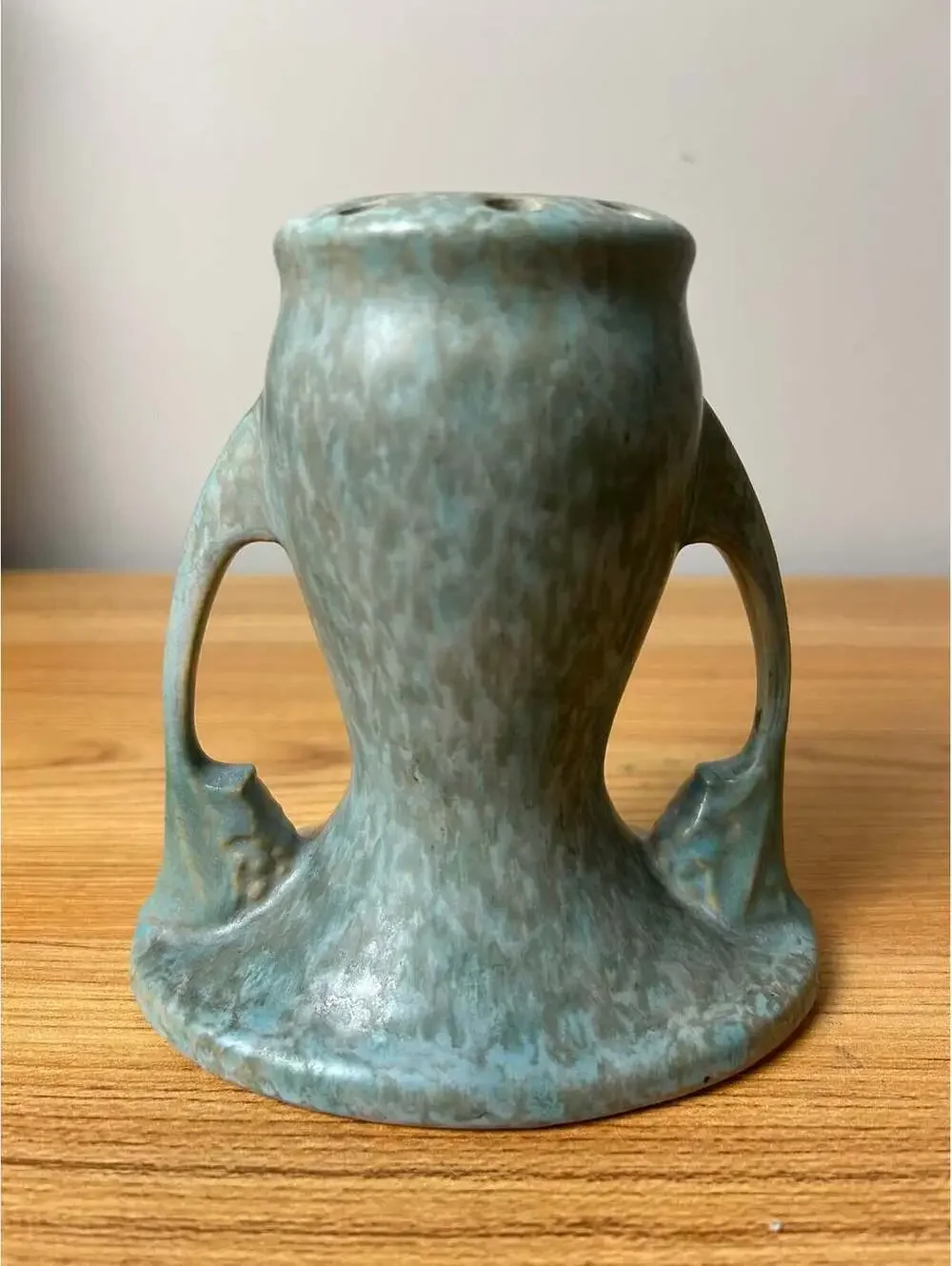 Roseville Tuscany Mottled Green 1927 Vintage Art Deco Pottery Flower Frog 66-5